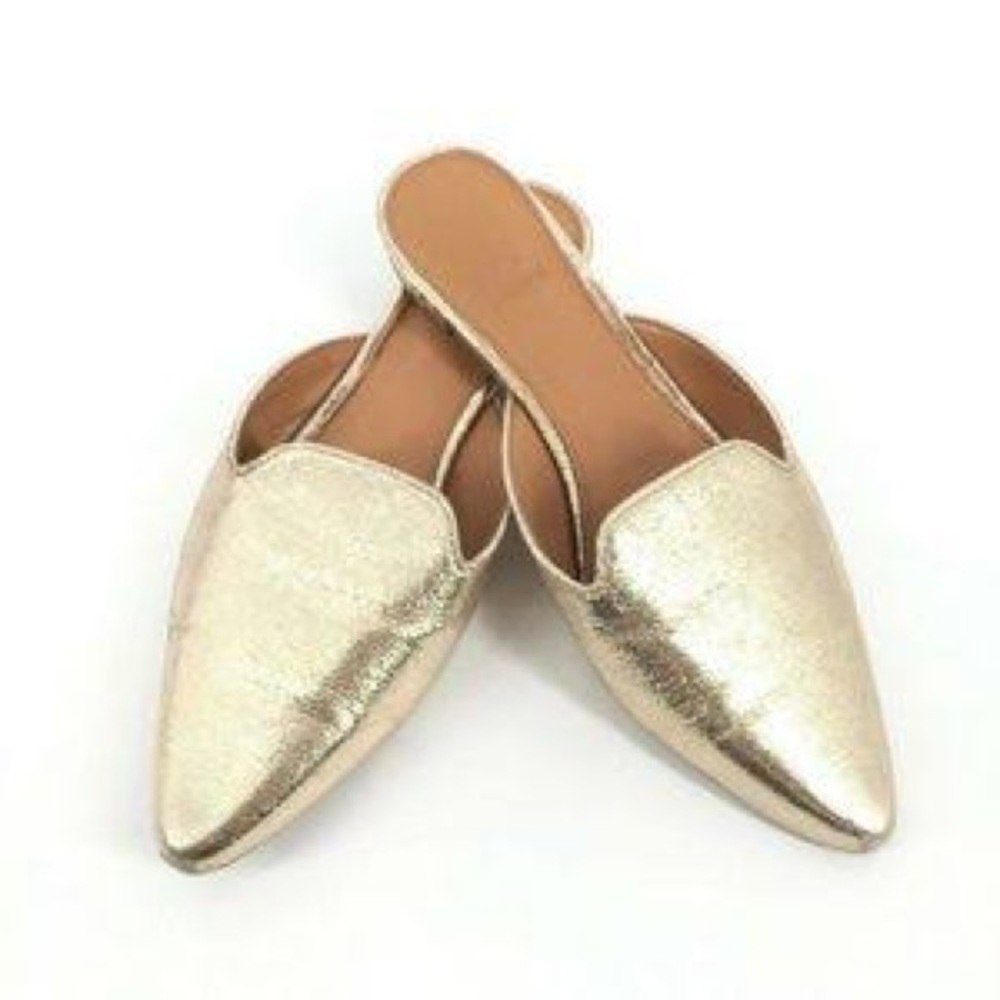 JCREW Factory Metallic Gold Mules Size 5